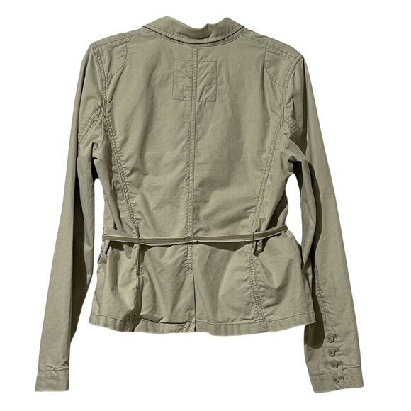 American Eagle Outfitters Womens Sz L Khaki Military-Style Button-Up Jacket Belt - Picture 5 of 11